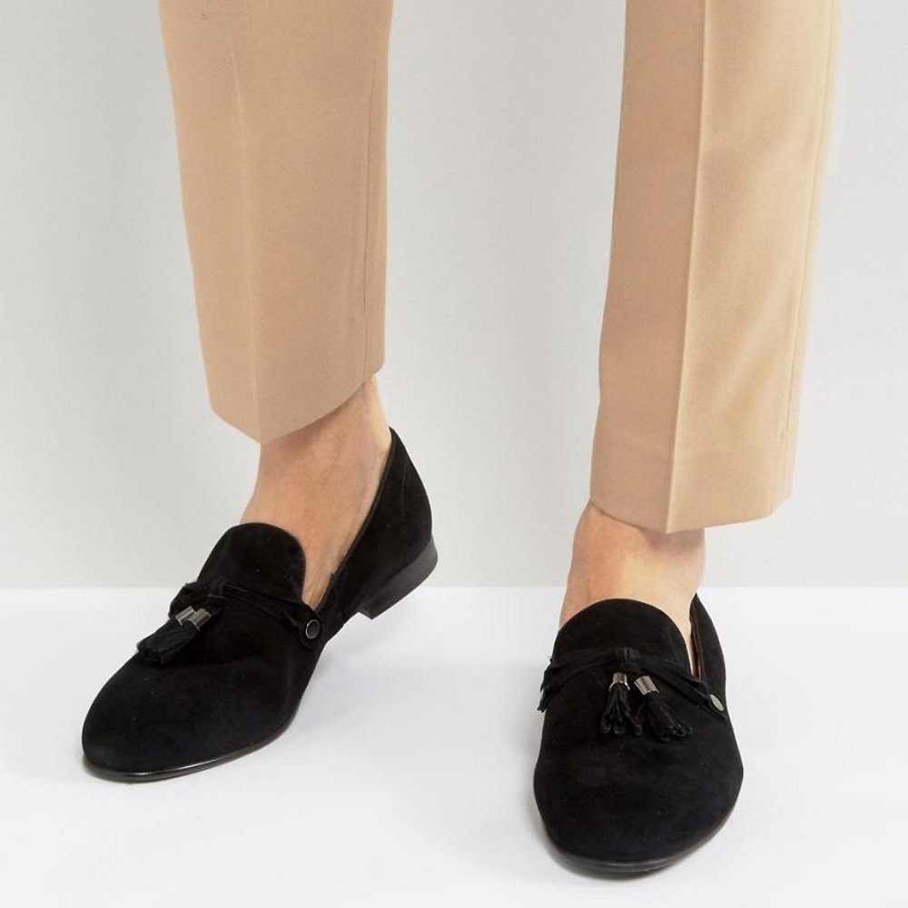 NWT ALDO BLACK SUEDE, TASSEL LOAFERS | SIZE 6